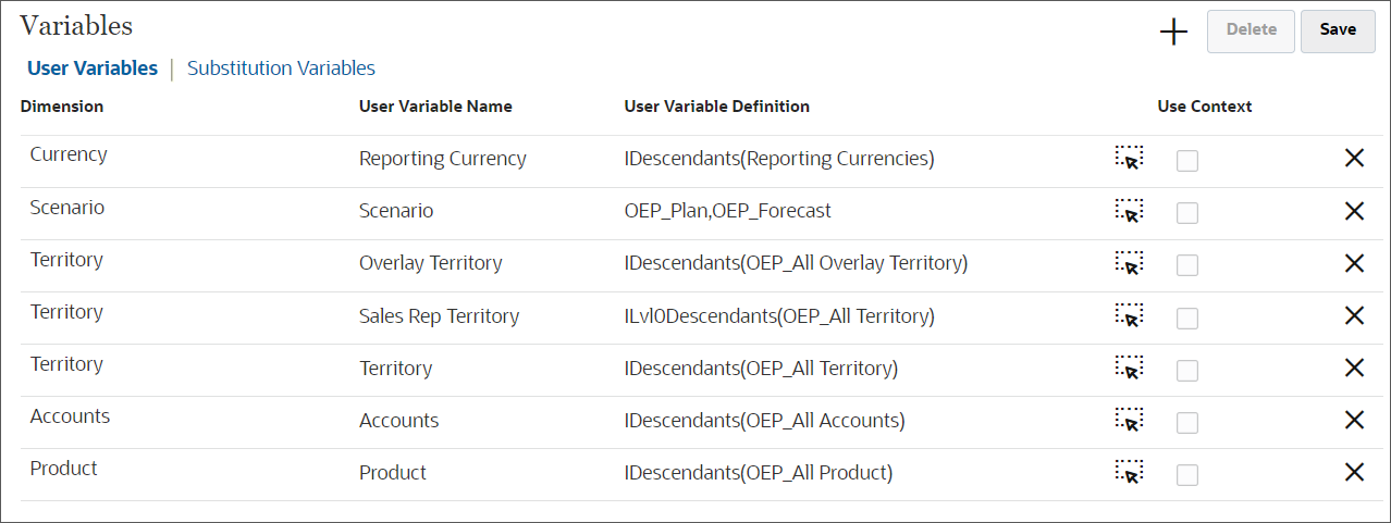 User Variables